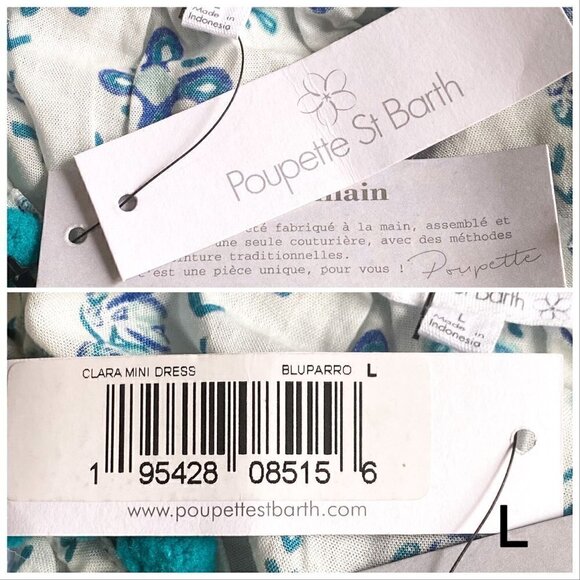 NWT Poupette St. Barth Clara Blue Parrot Mini Dress size L - Picture 6 of 15